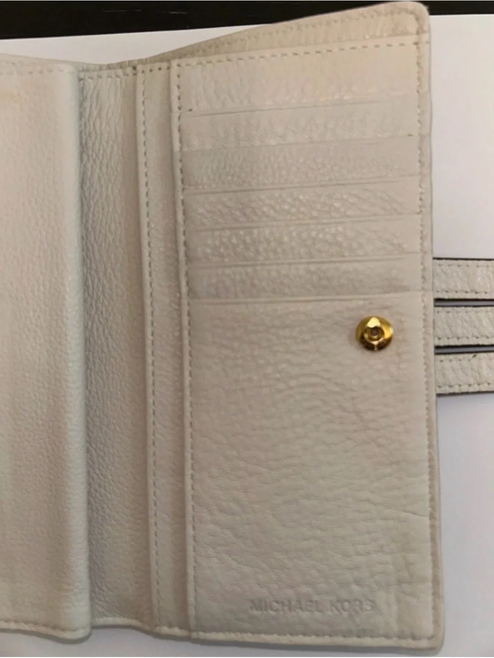 Michael Kors Cream Leather Buckle Continental Wallet